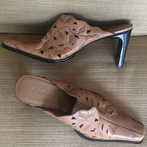 Fall Leather Cut out Pointed Toe Square Toe Vintage Heels Mules Y2K